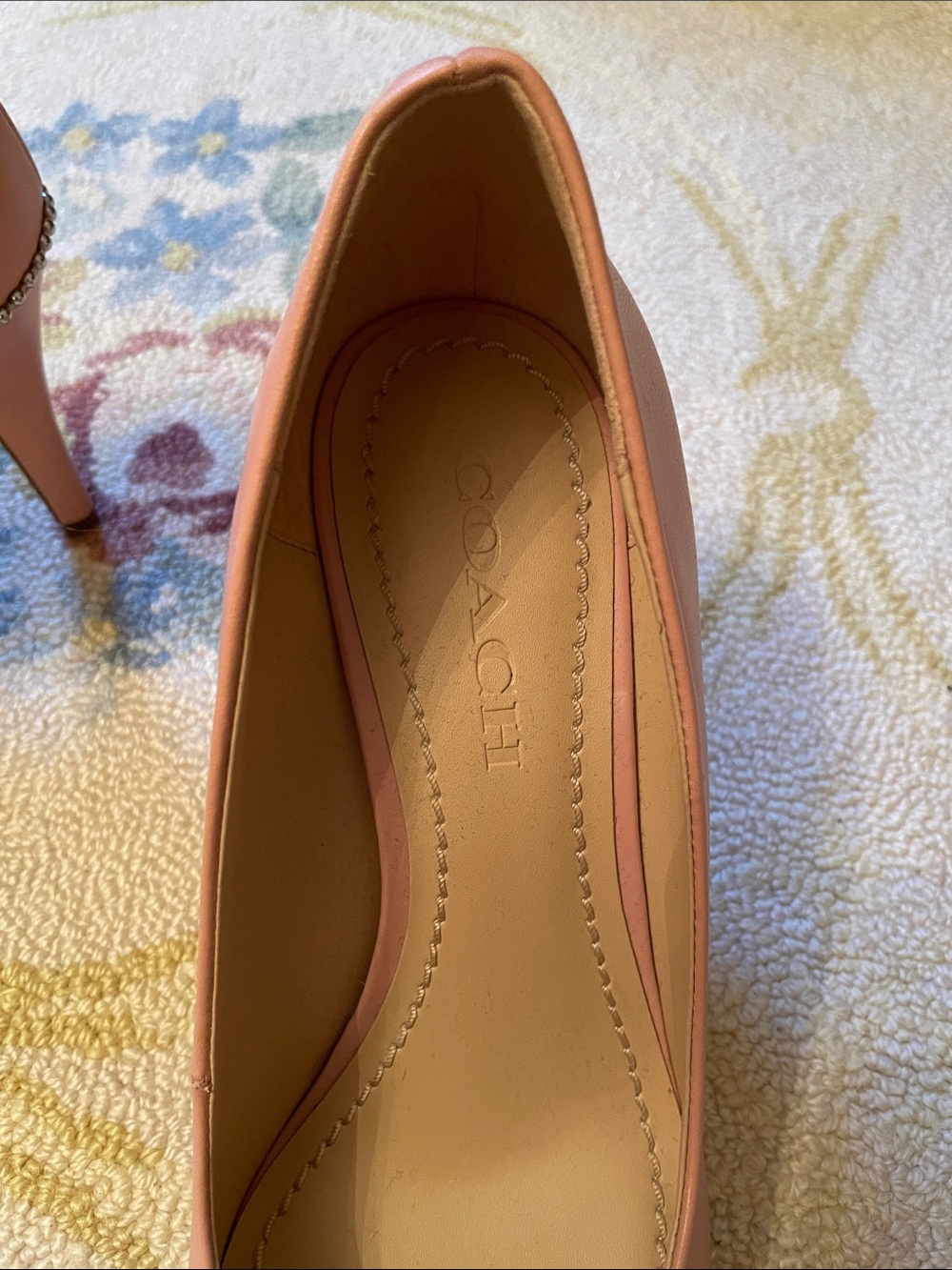 Coach Pink Pointed Toe Pumps with Studded Trim - Picture 2 of 9